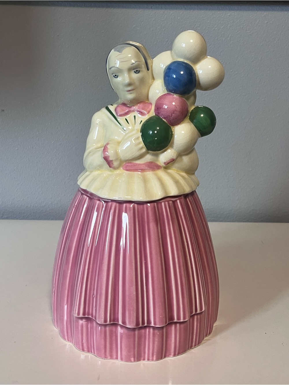 Vintage Pottery Guild of America Balloon Lady Ceramic Cookie Jar 1940's 11.5”